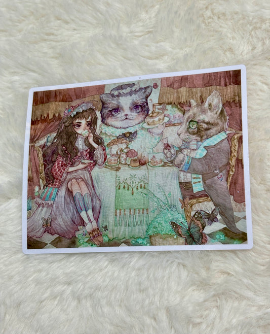 (4 inches)Original Sticker- Cat’s Tea Time