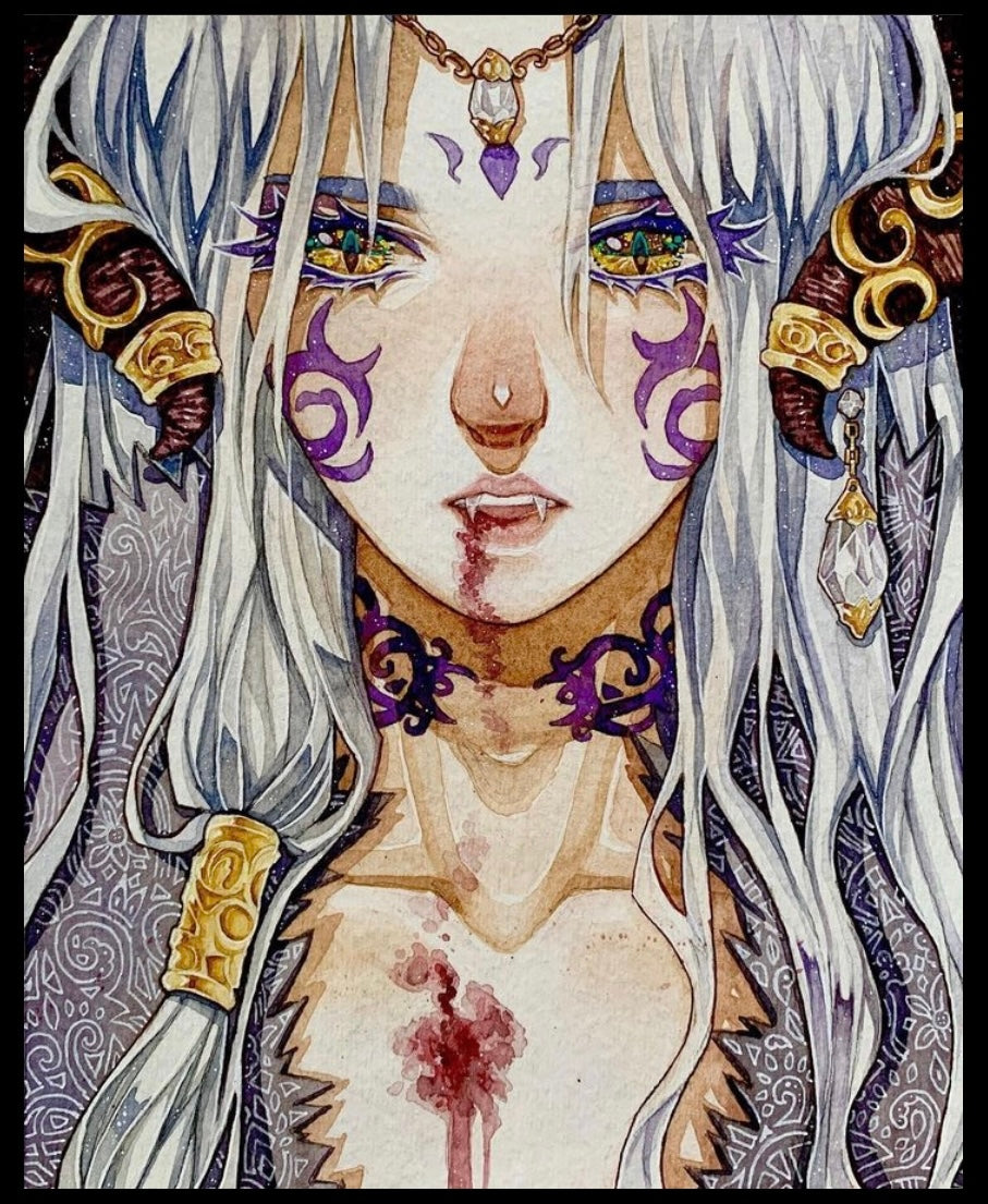 (Size Around 9 x 11 Inches) Original watercolor art print-The Elven Blood